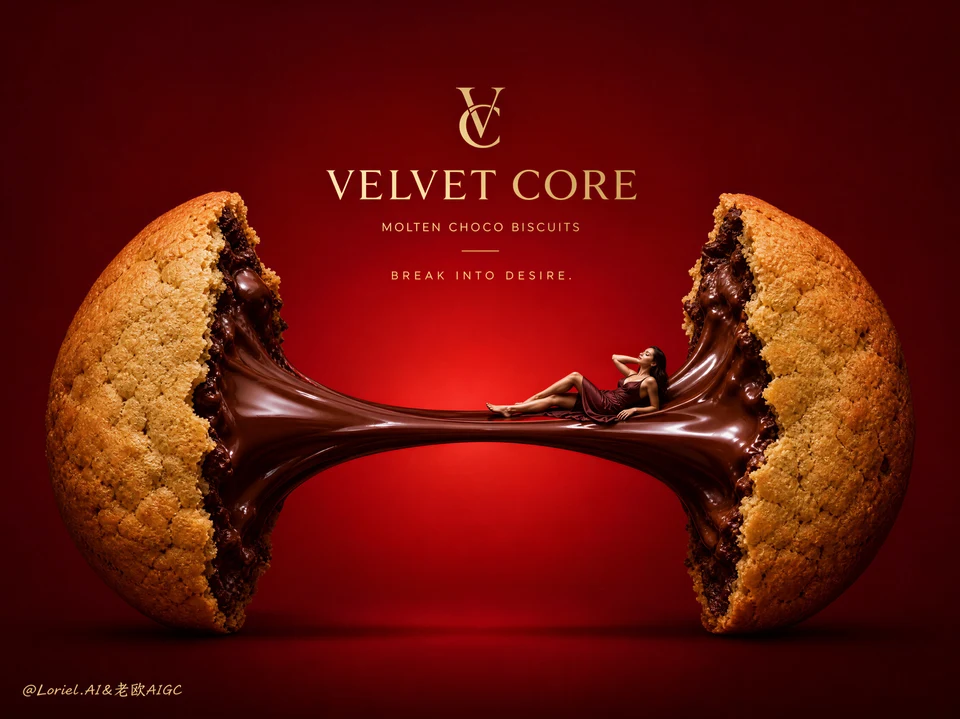 Premium Chocolate Cookie Advertising Poster