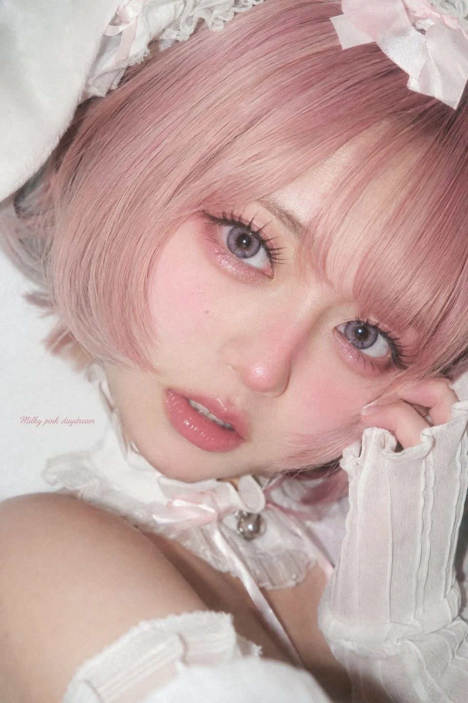 Pink Bob Hair Girl in Lolita Fashion Portrait