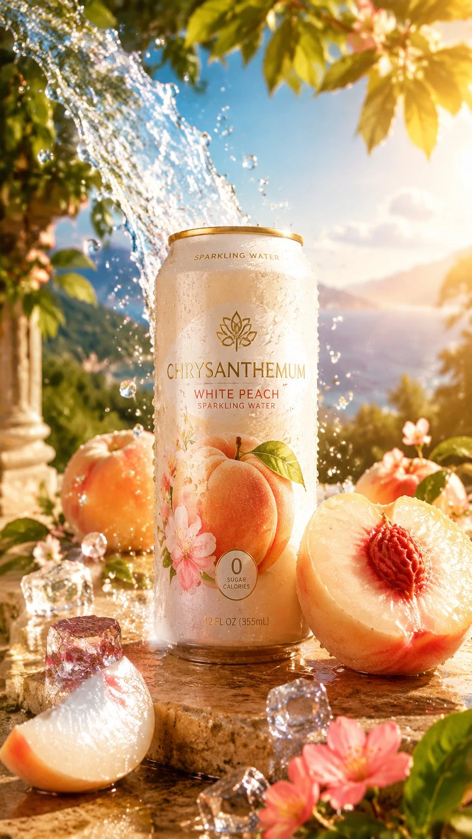 Luxury White Peach Sparkling Water Commercial
