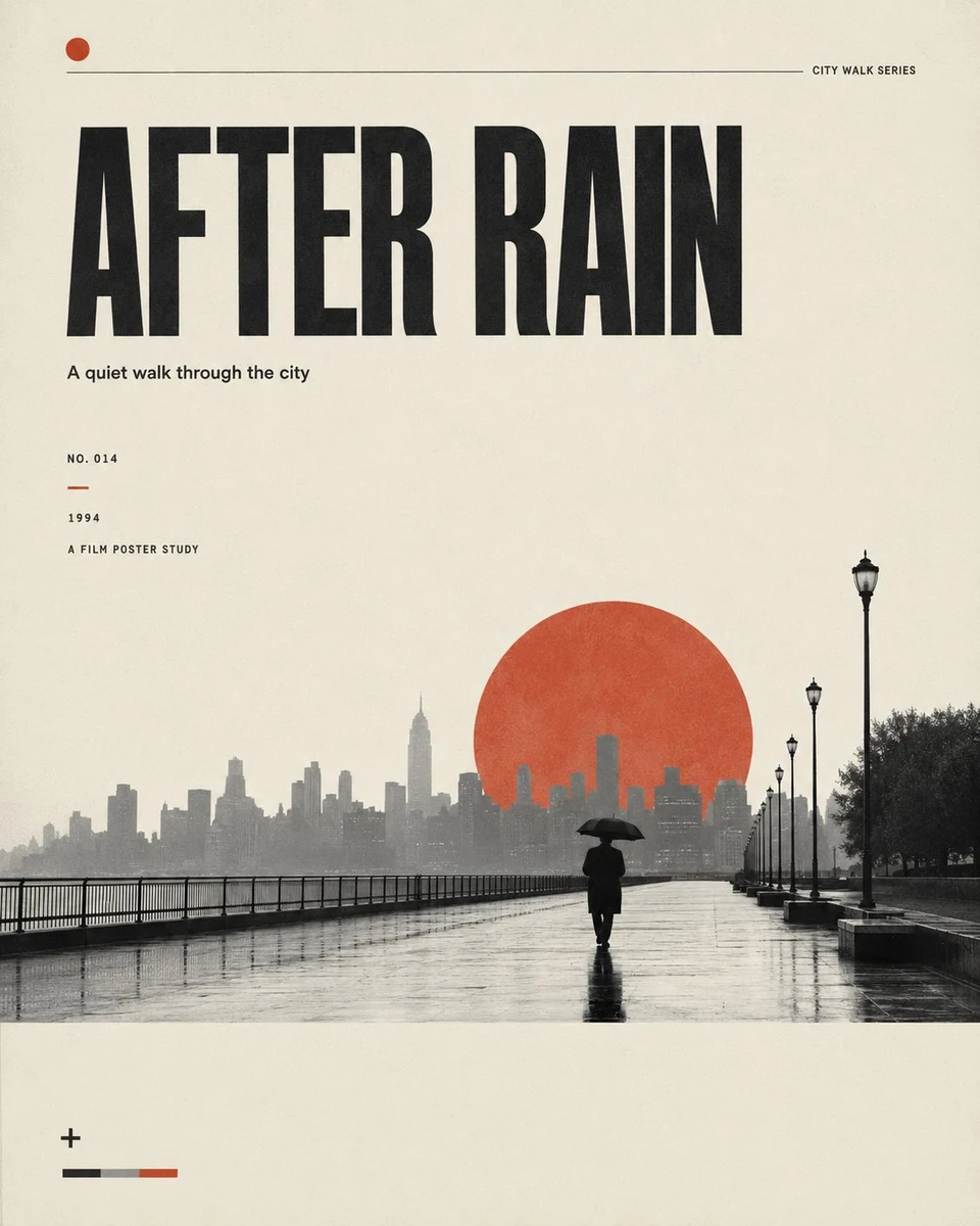 After Rain Minimalist Editorial Film Poster With Red