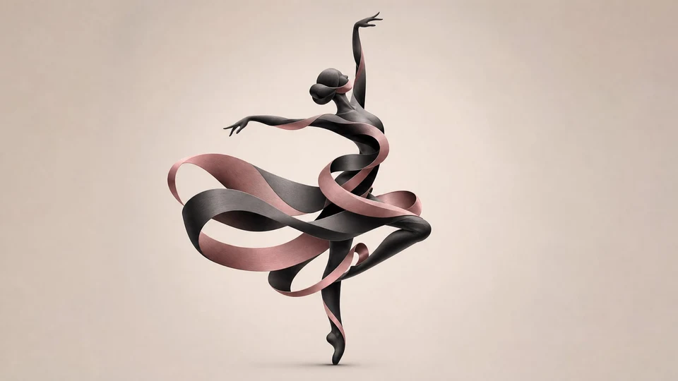 Abstract Ribbon Dancer Silhouette Illustration