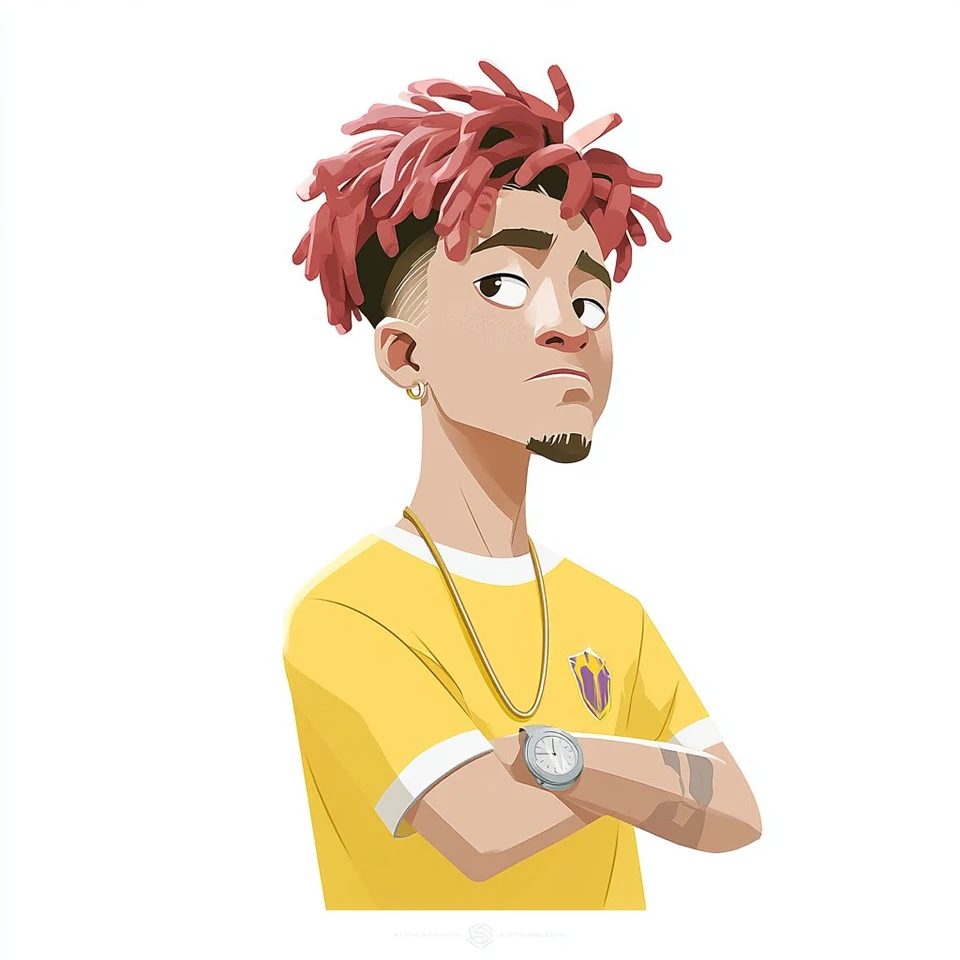 Vector illustration of confident man in yellow shirt