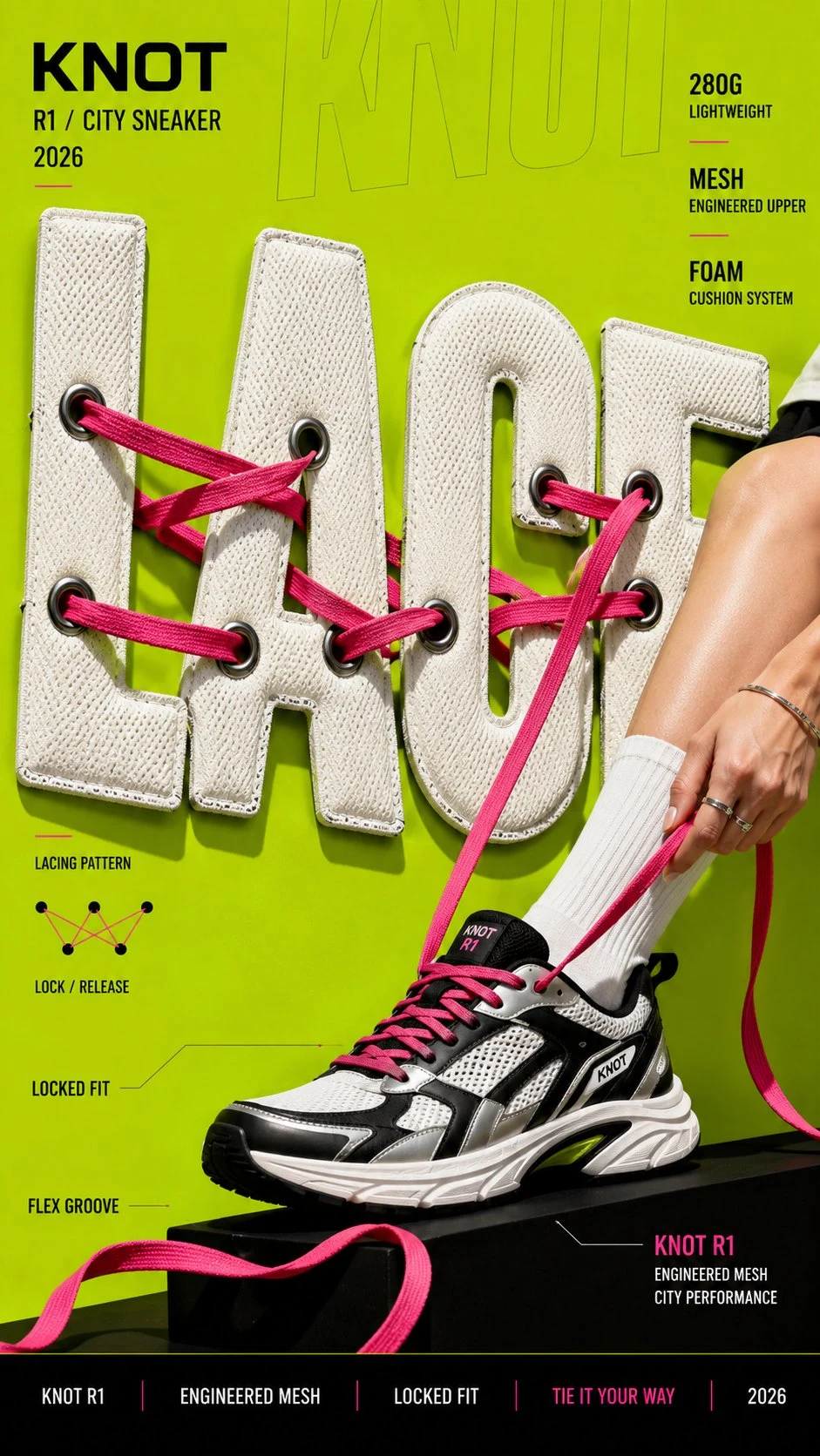 Sneaker Commercial Campaign Poster with Mesh