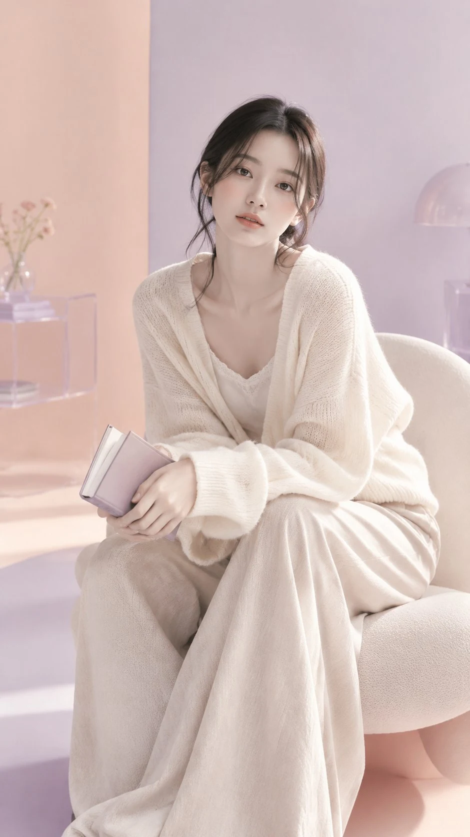Korean minimalist fashion editorial portrait of a