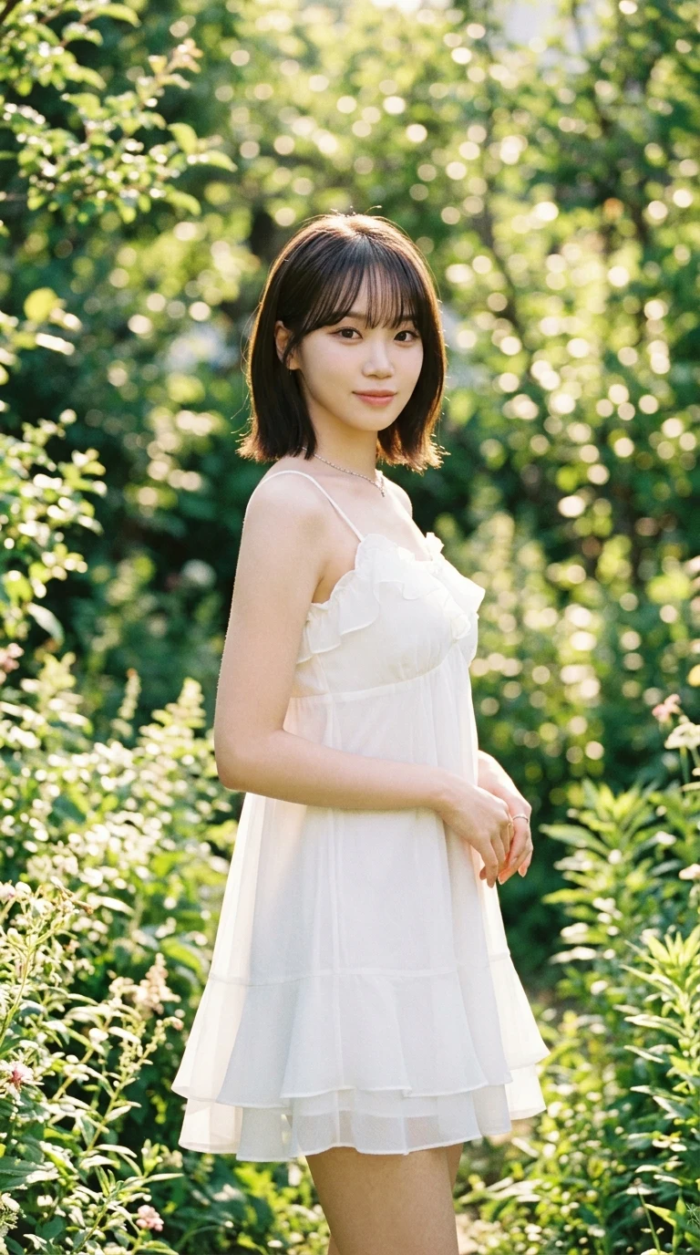 Ethereal Portrait of a Young Woman in White Dress,