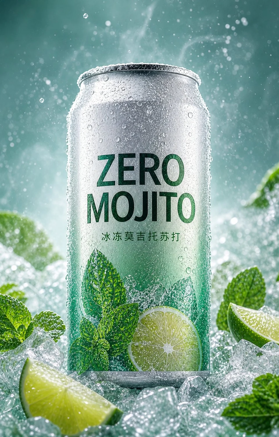 ZERO MOJITO Mint Lime Soda Can with Ice