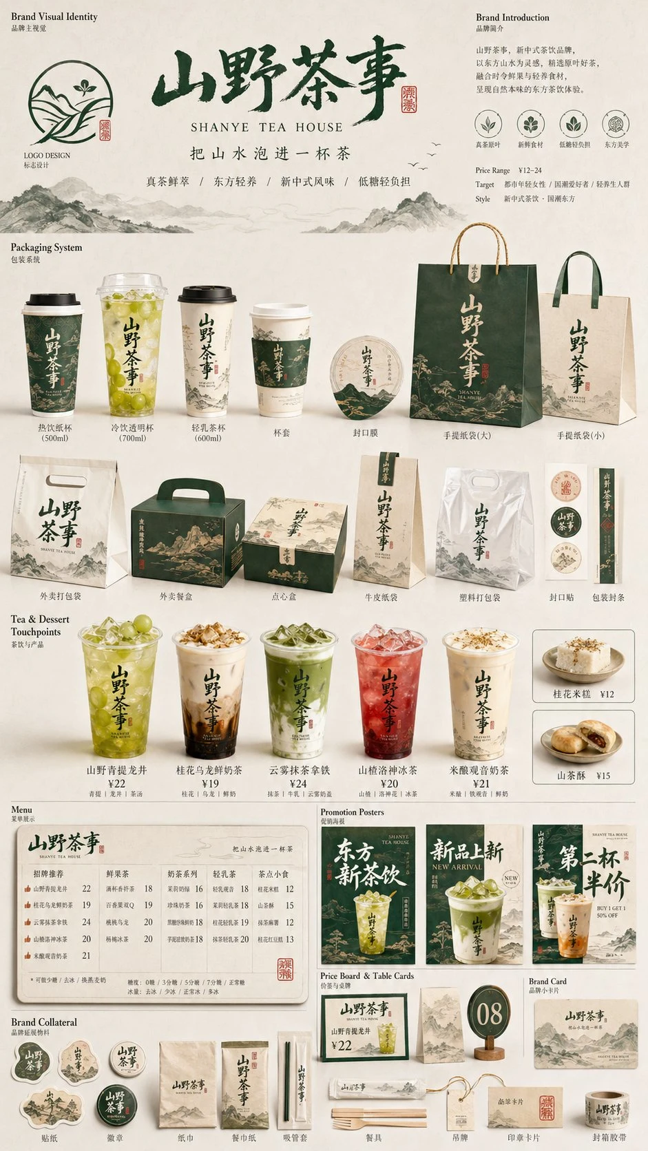 Chinese tea brand visual identity mockup collection