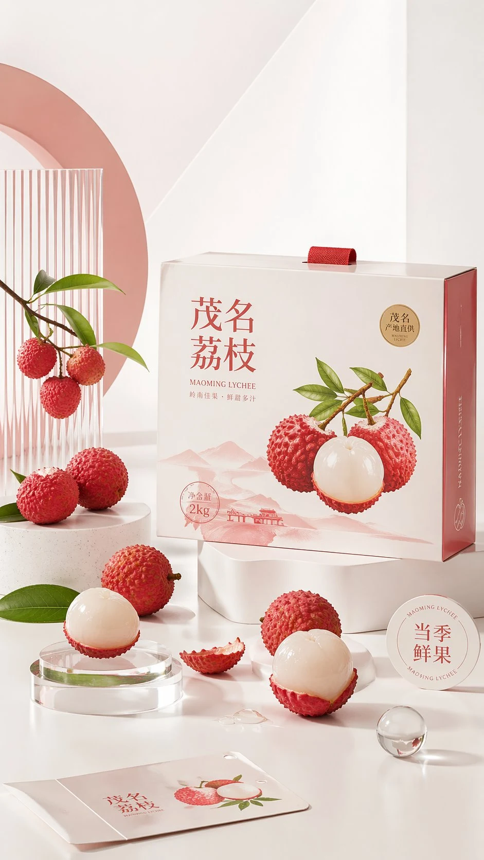 Minimalist geometric product poster Maoming lychee