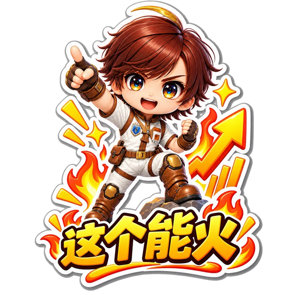 chibi anime character excited reaction sticker with