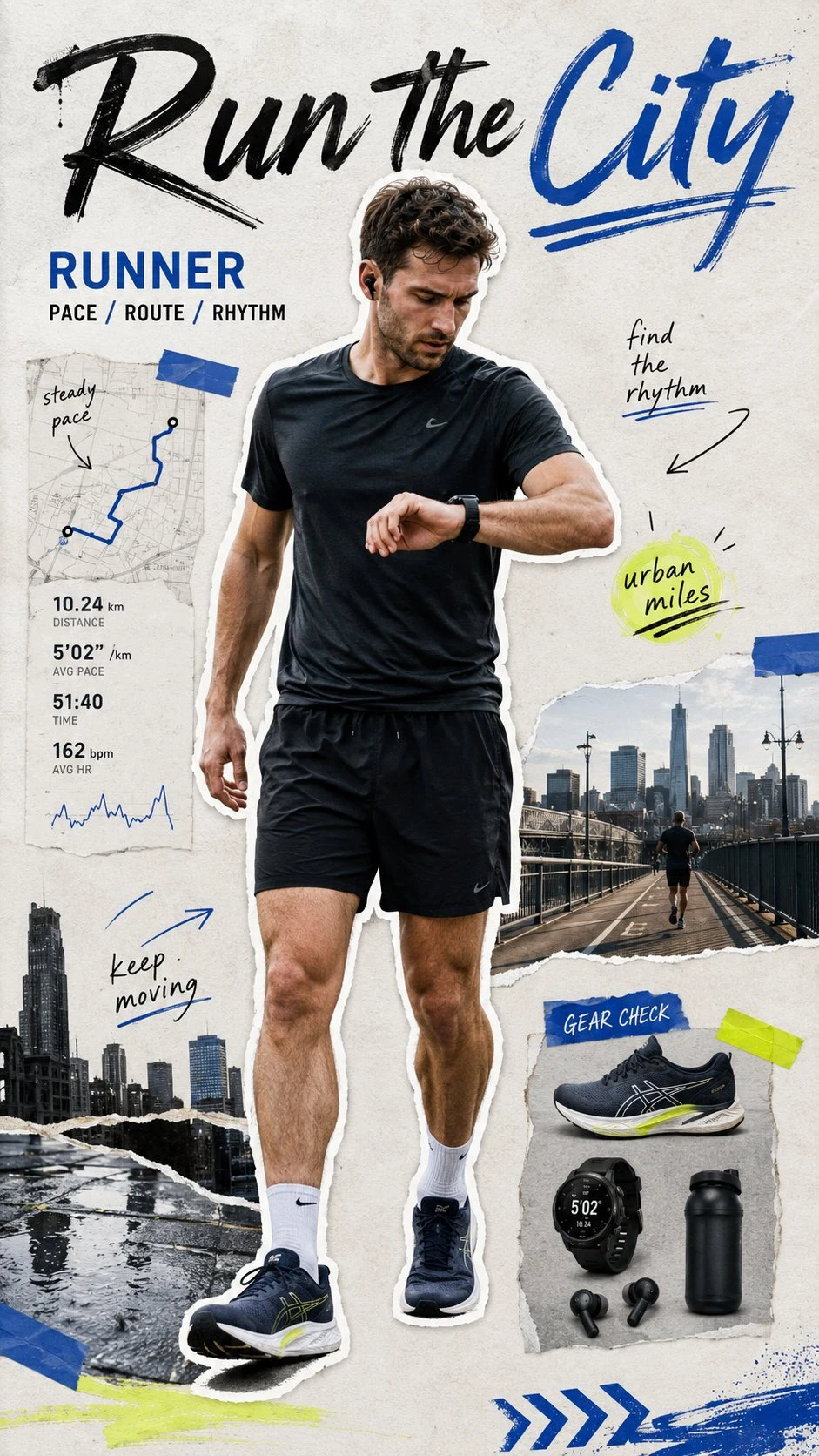 Urban Runner Collage Poster Design