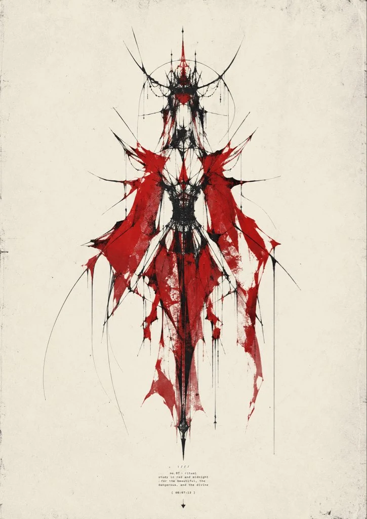 Abstract new expressionist fashion poster in crimson