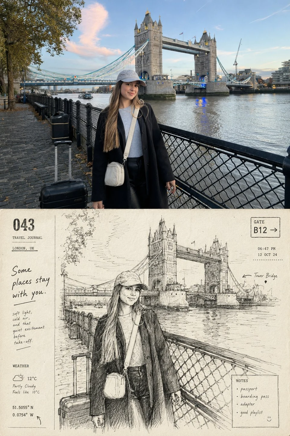 Travel Journal Page Illustration