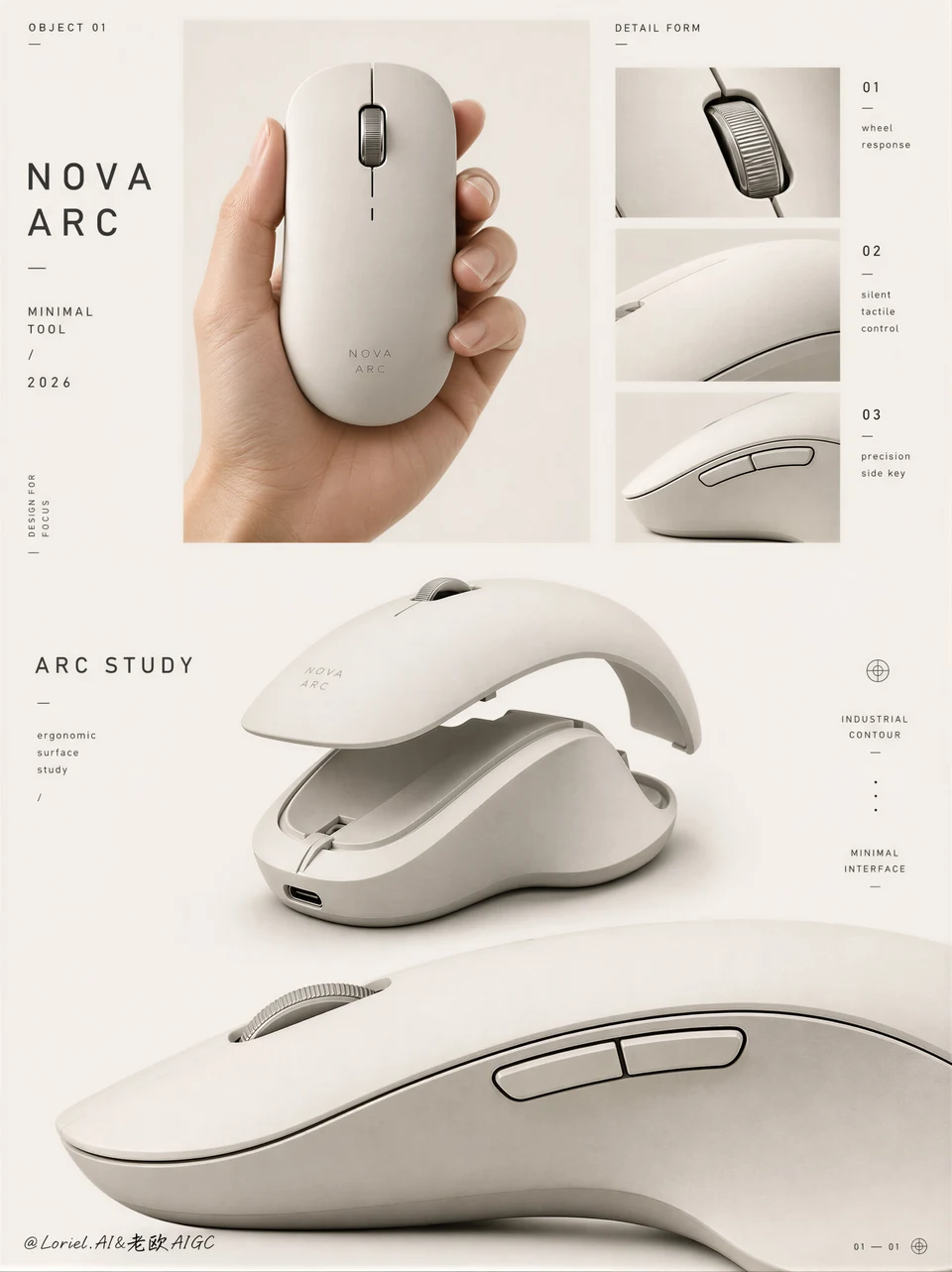 Nova Arc wireless ergonomic mouse product editorial