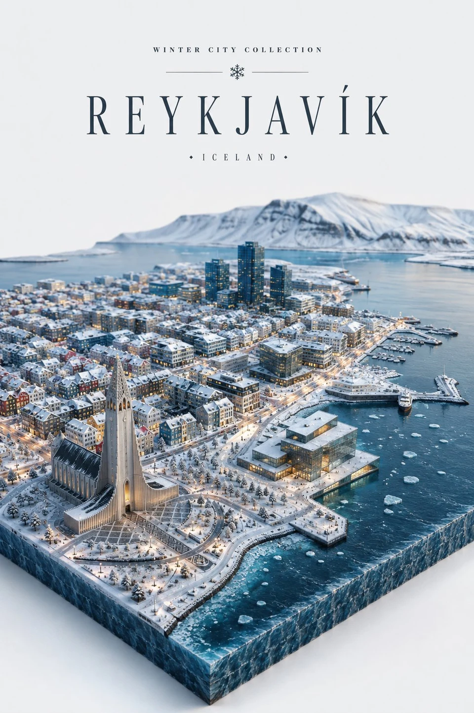 Winter Reykjavik miniature travel poster