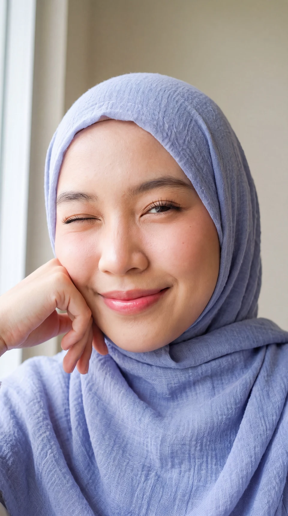Close-up portrait of a smiling young East Asian