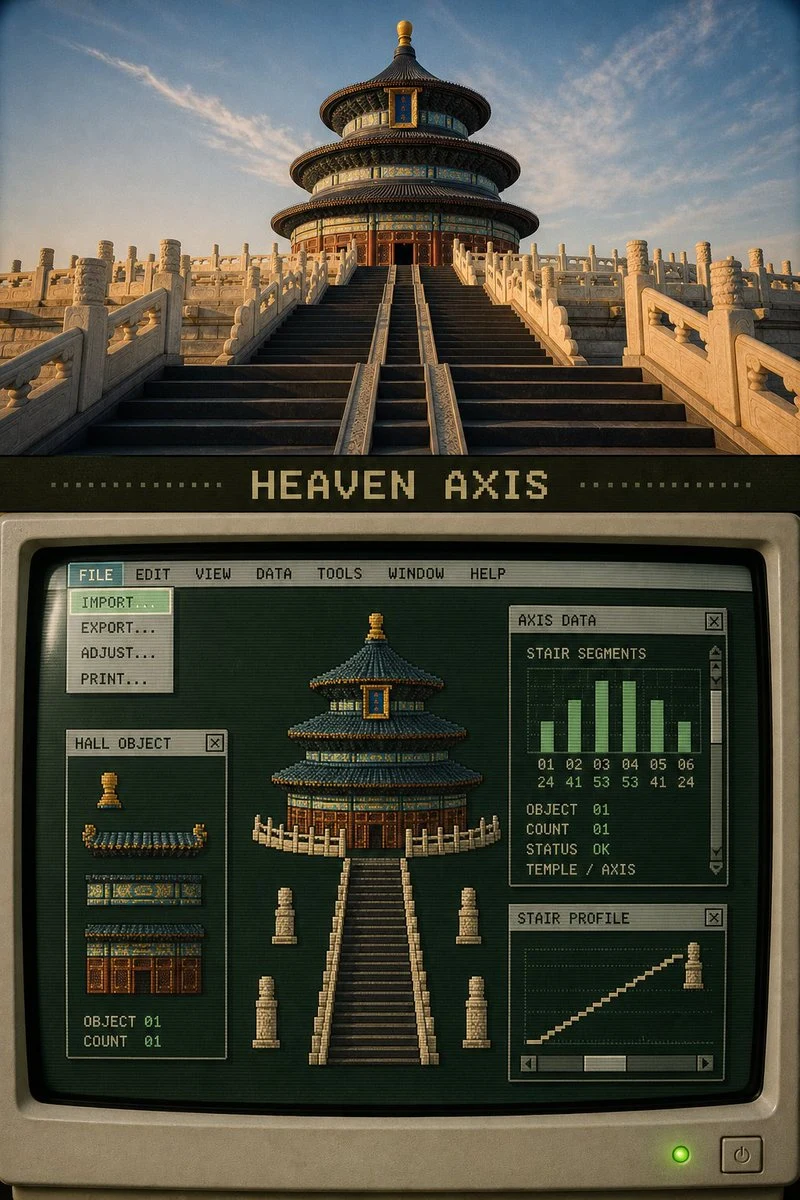 Temple of Heaven travel photo retro pixel computer