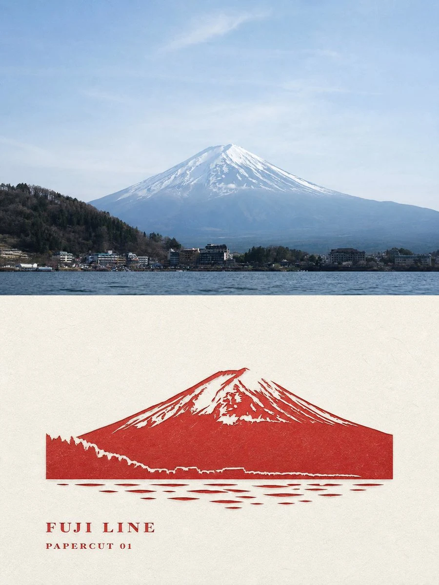 Mount Fuji Papercut Travel Poster