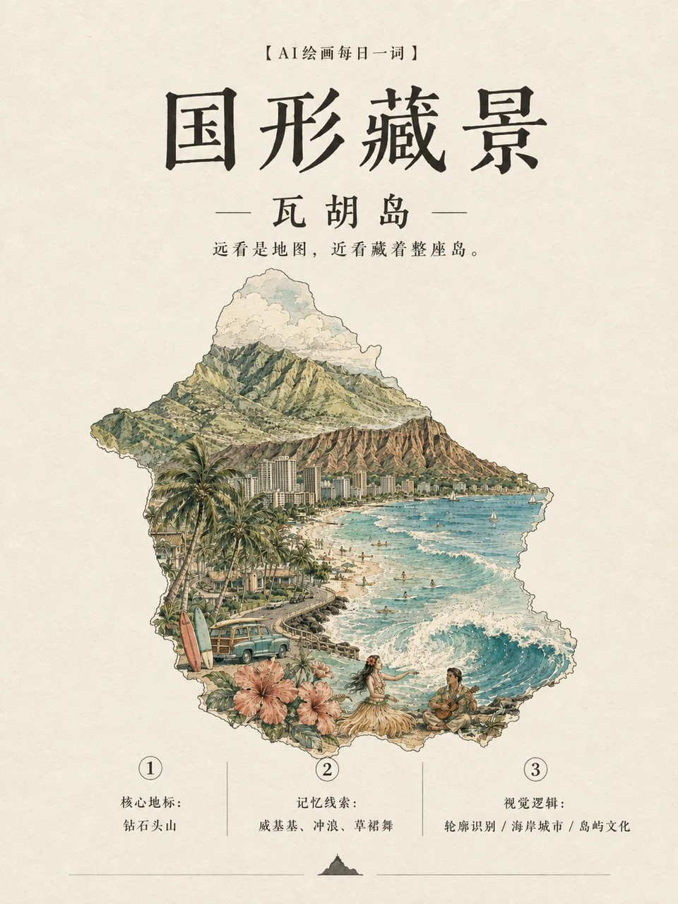 Diamond Head Island Travel Poster