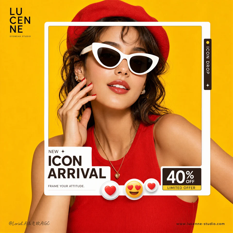 Fashion Eyewear Model with White Sunglasses
