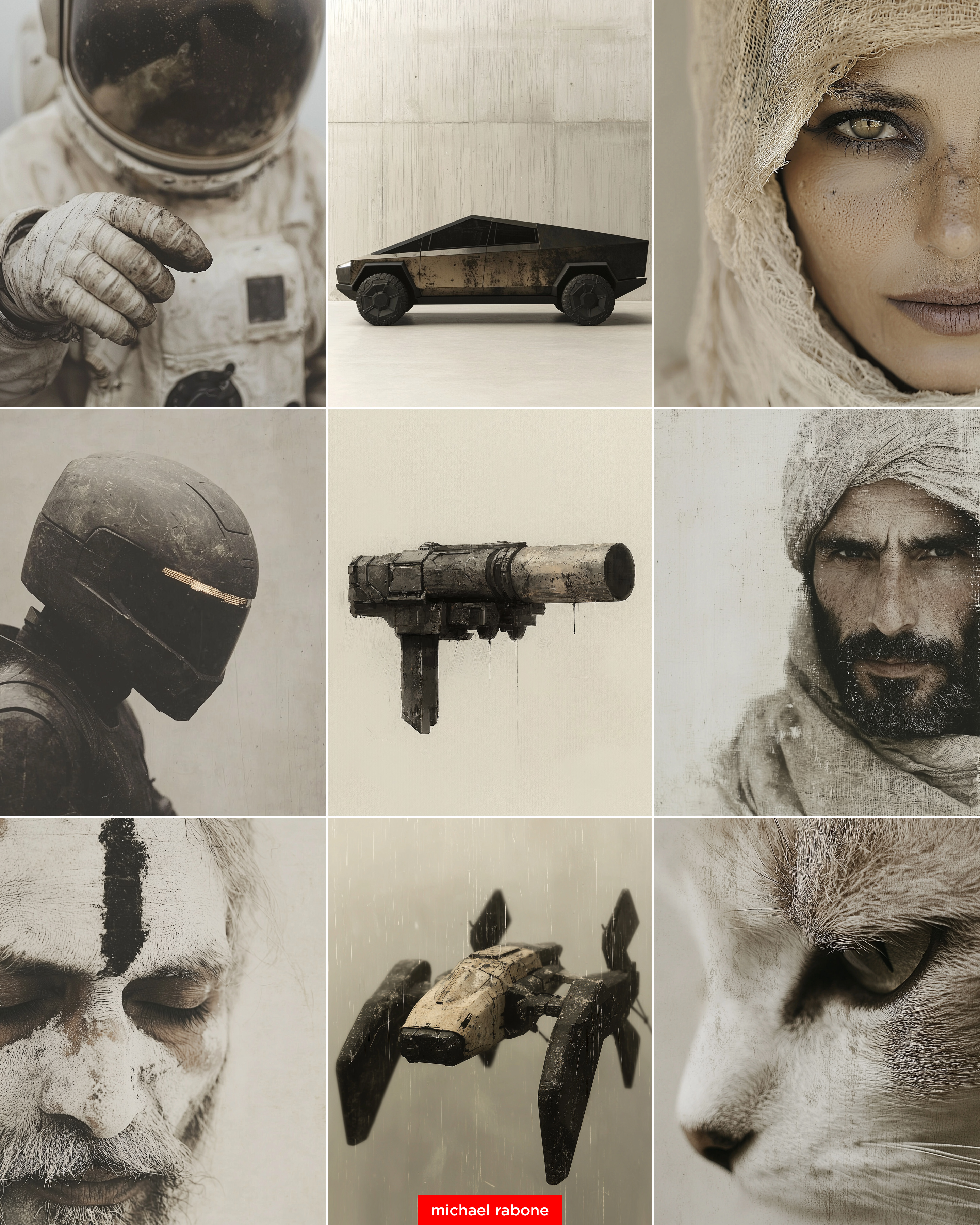 sci-fi gritty vintage collage portrait
