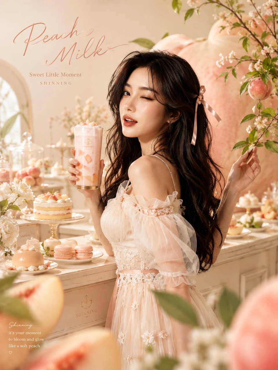 Korean Beauty Peach Milk Dessert Campaign