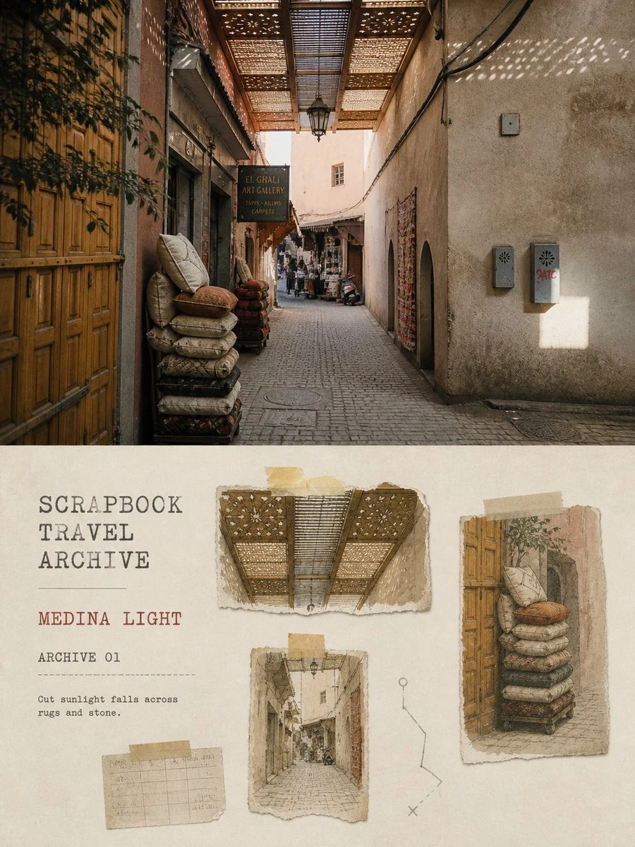 Vertical Travel Scrapbook Archive With Medina