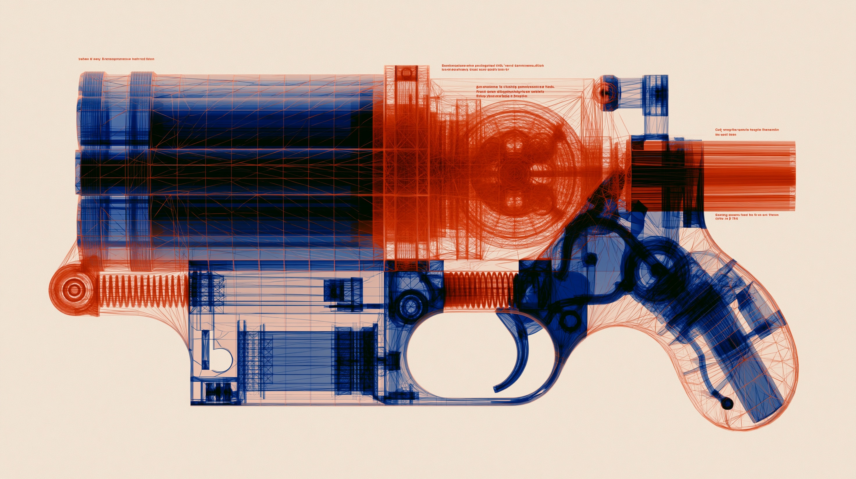 Cyberpunk Gatling Gun X-Ray Infographic