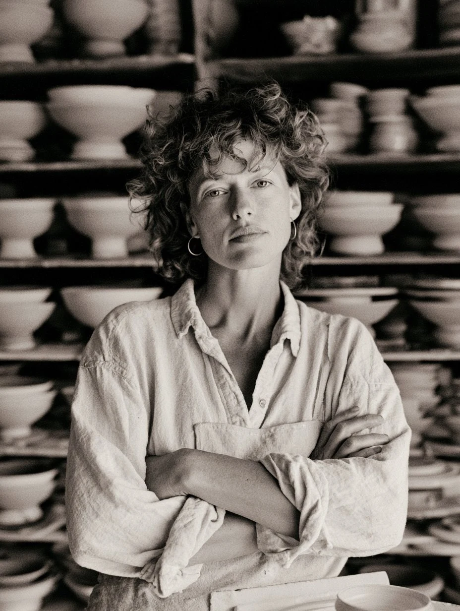 Platinum-Palladium Portrait of Woman in Pottery