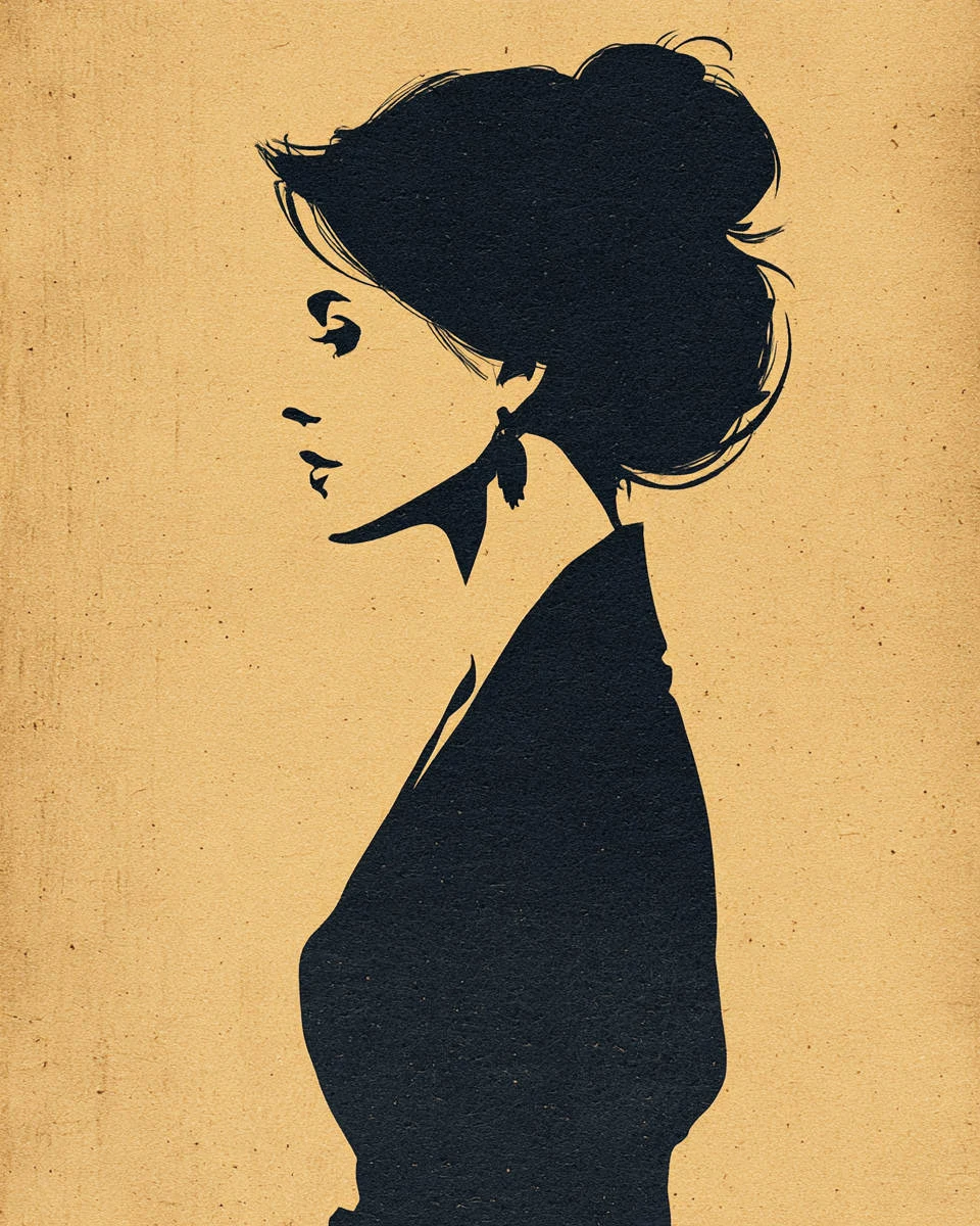 Woman portrait silhouette on kraft paper
