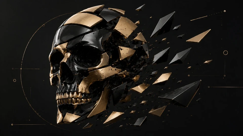 luxury concept skull shattering into geometric