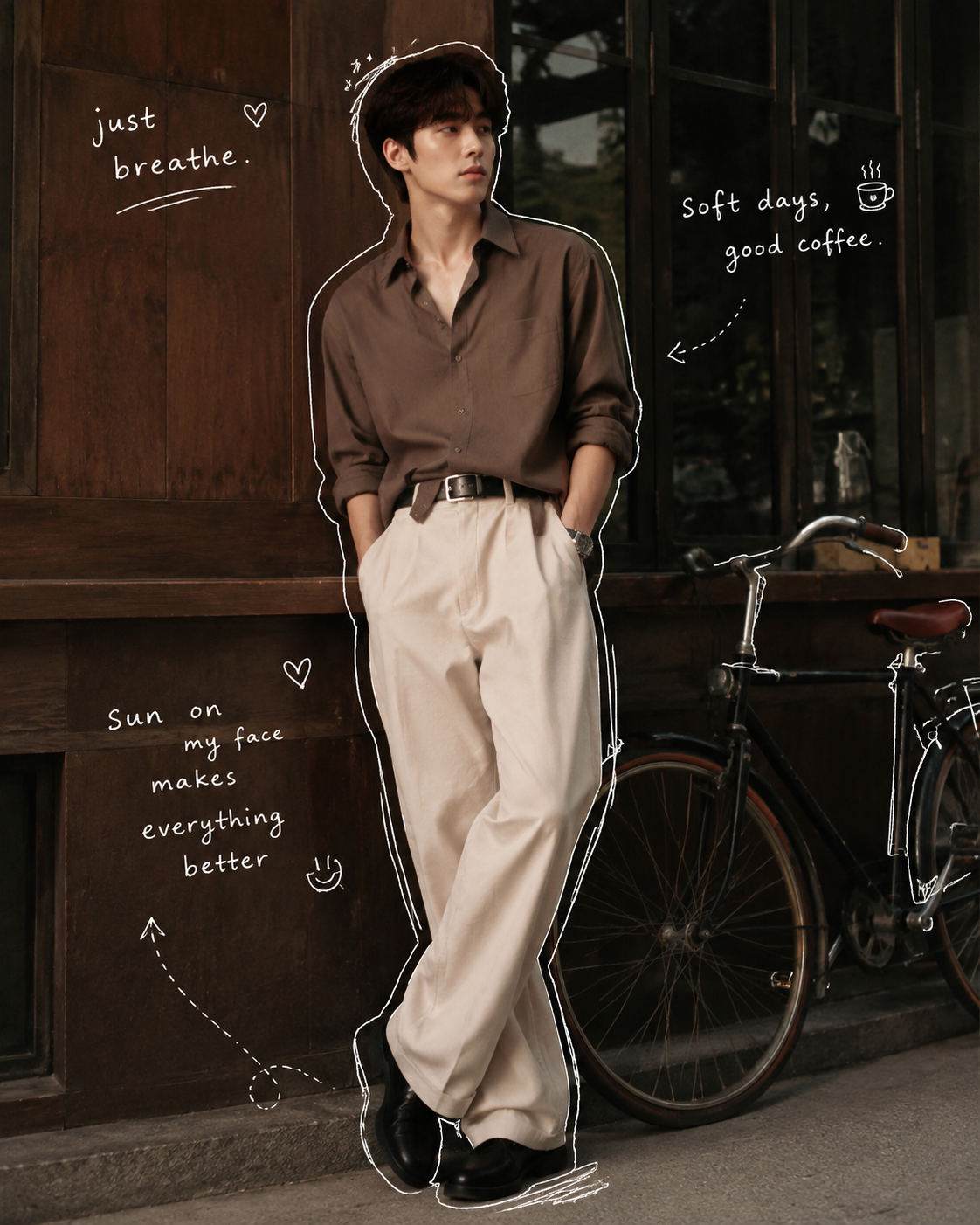 Hand-drawn style portrait with casual street fashion