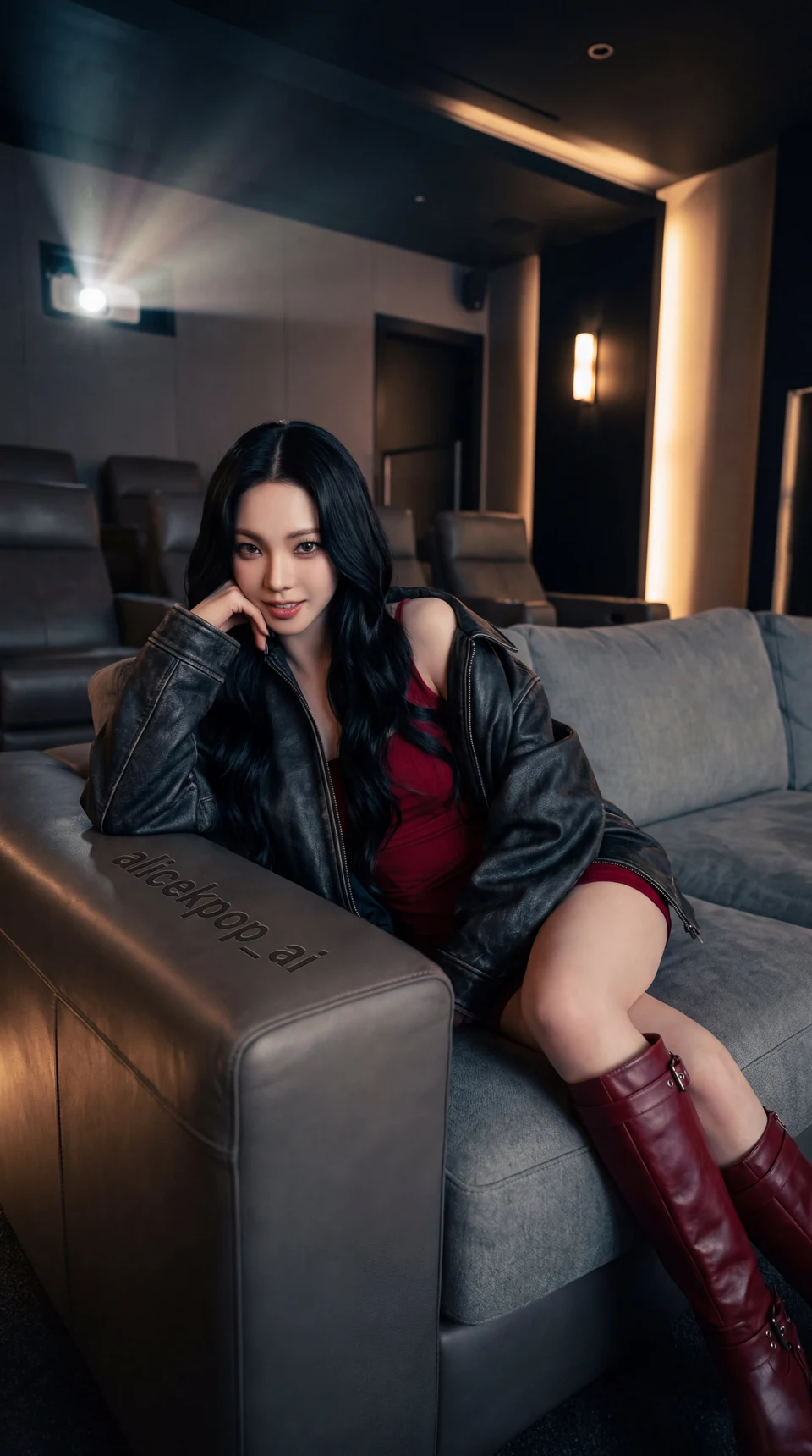 Karina from aespa portrait in luxury home theater