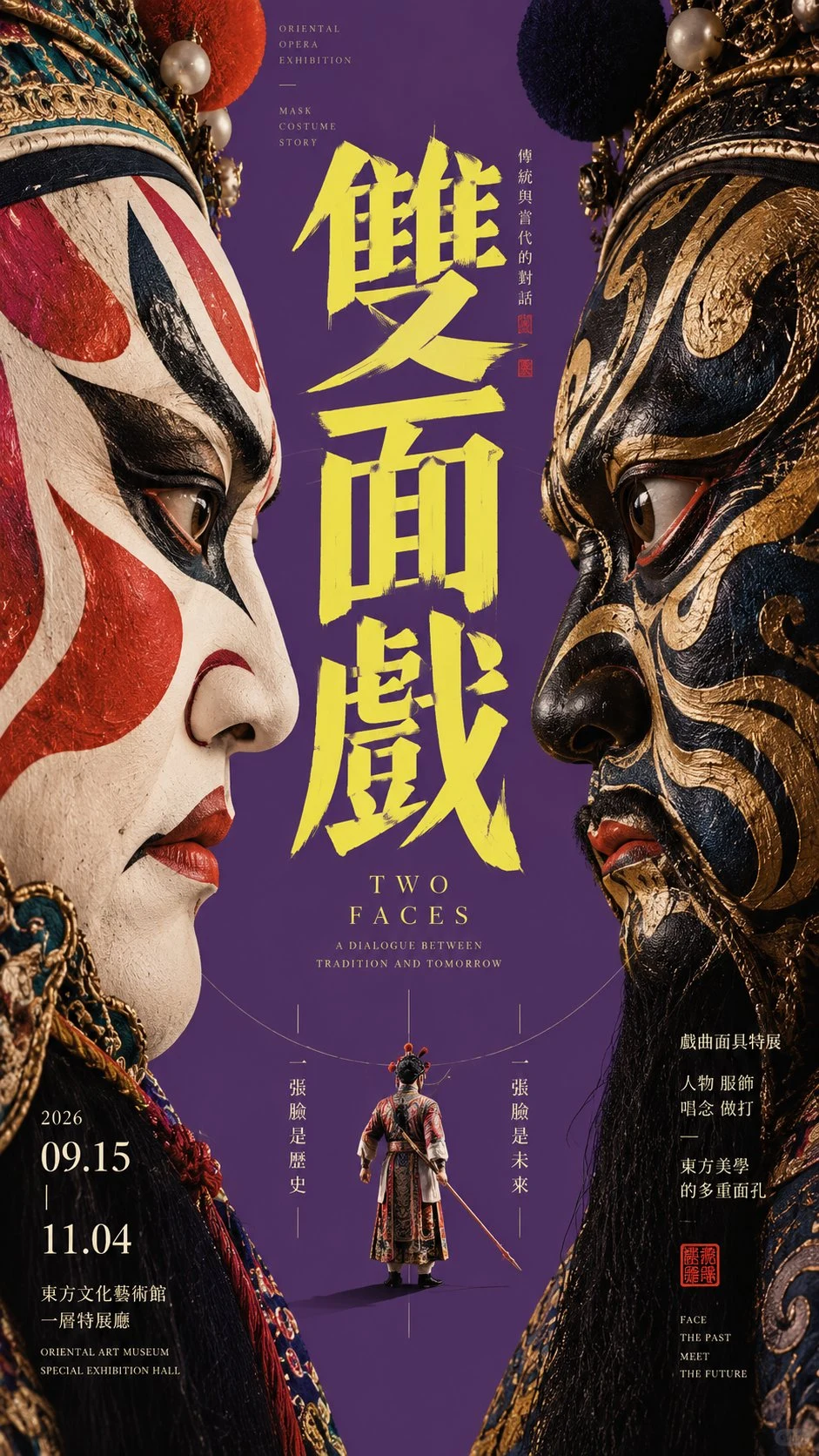 Two Faces Chinese Opera Mask Exhibition Poster