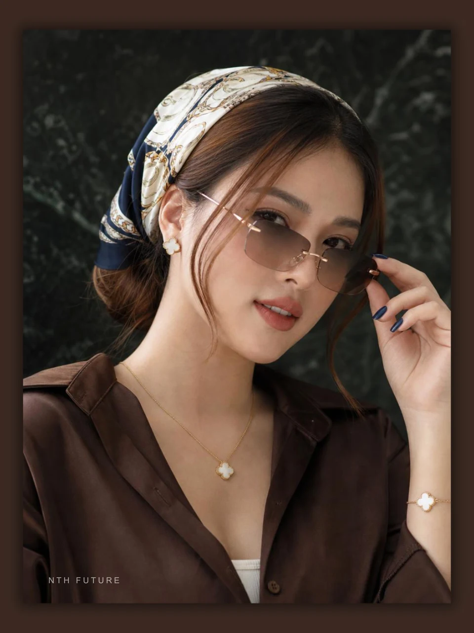 luxury fashion portrait of elegant vietnamese woman