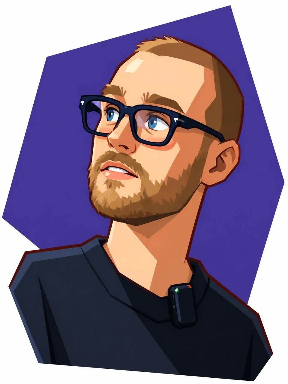 Stylized Cartoon Character Portrait with Glasses