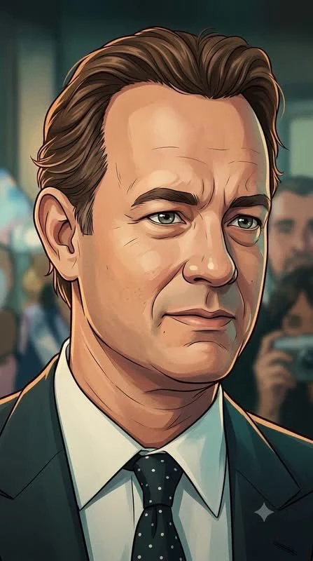 Cinematic 2D Anime Portrait of Tom Hanks