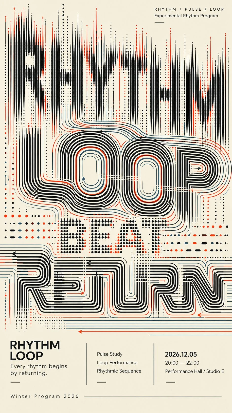 Experimental Typography Poster for Rhythm Loop