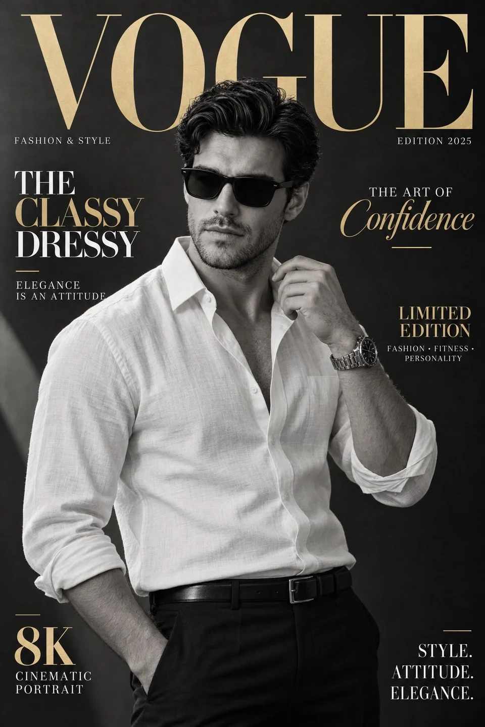 Monochrome Vogue Men Fashion Magazine Cover