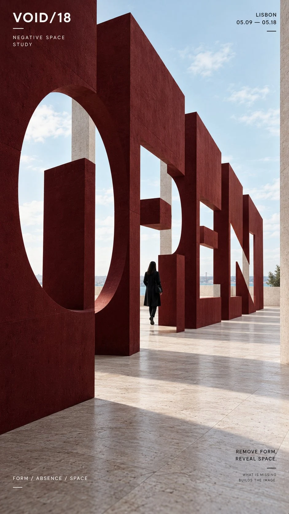 Cortened steel negative space typography