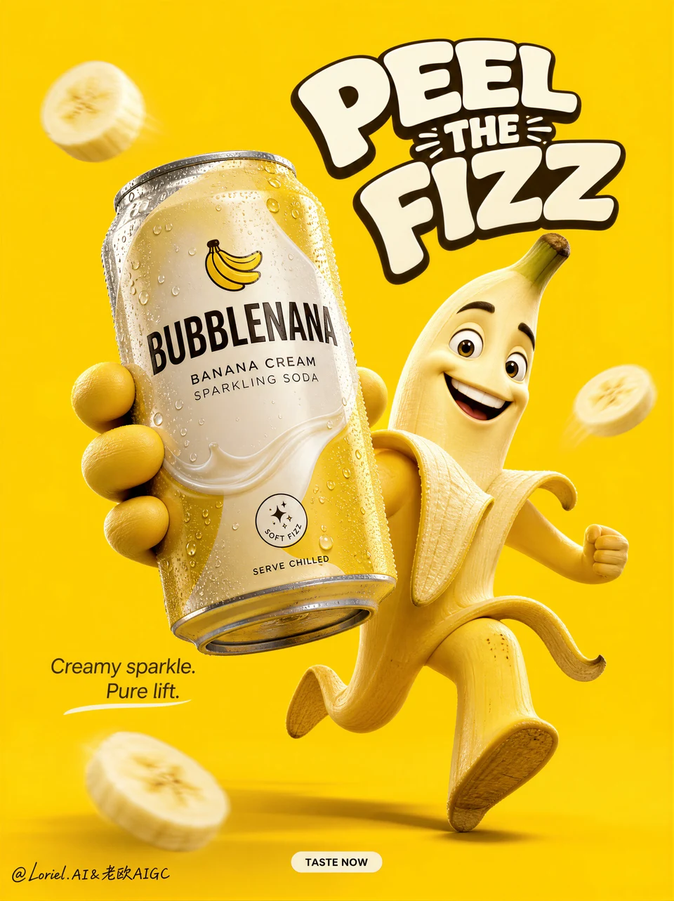 BUBBLENANA Banana Cream Sparkling Soda advertising