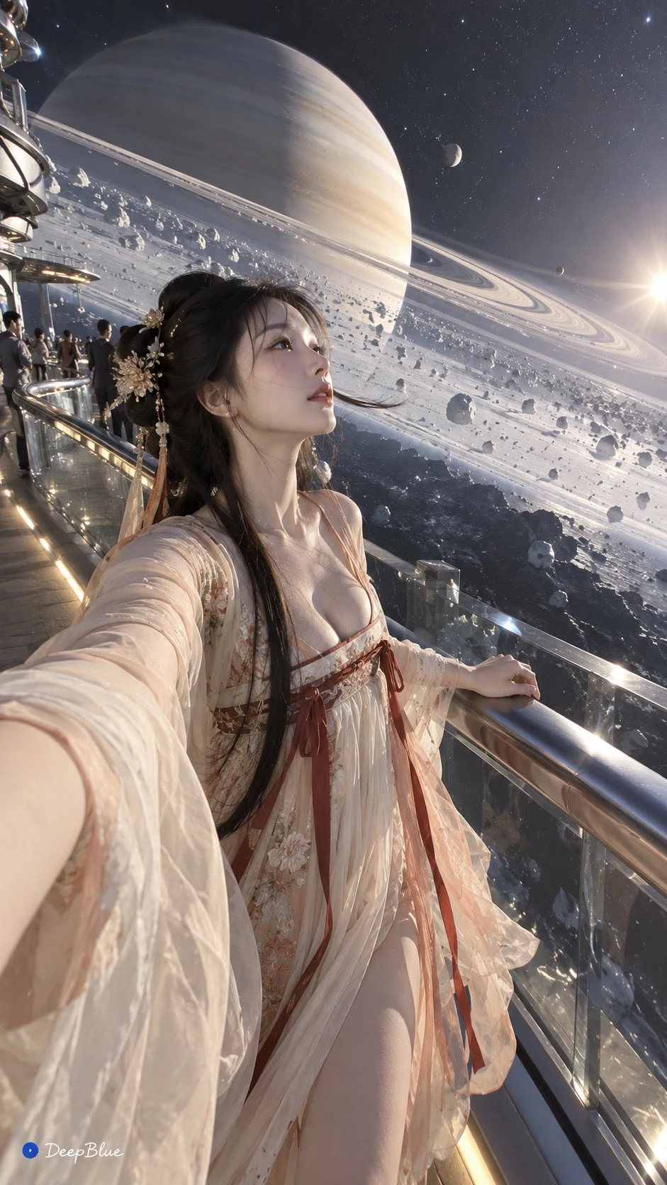 Elegant Chinese hanfu woman in traditional Han