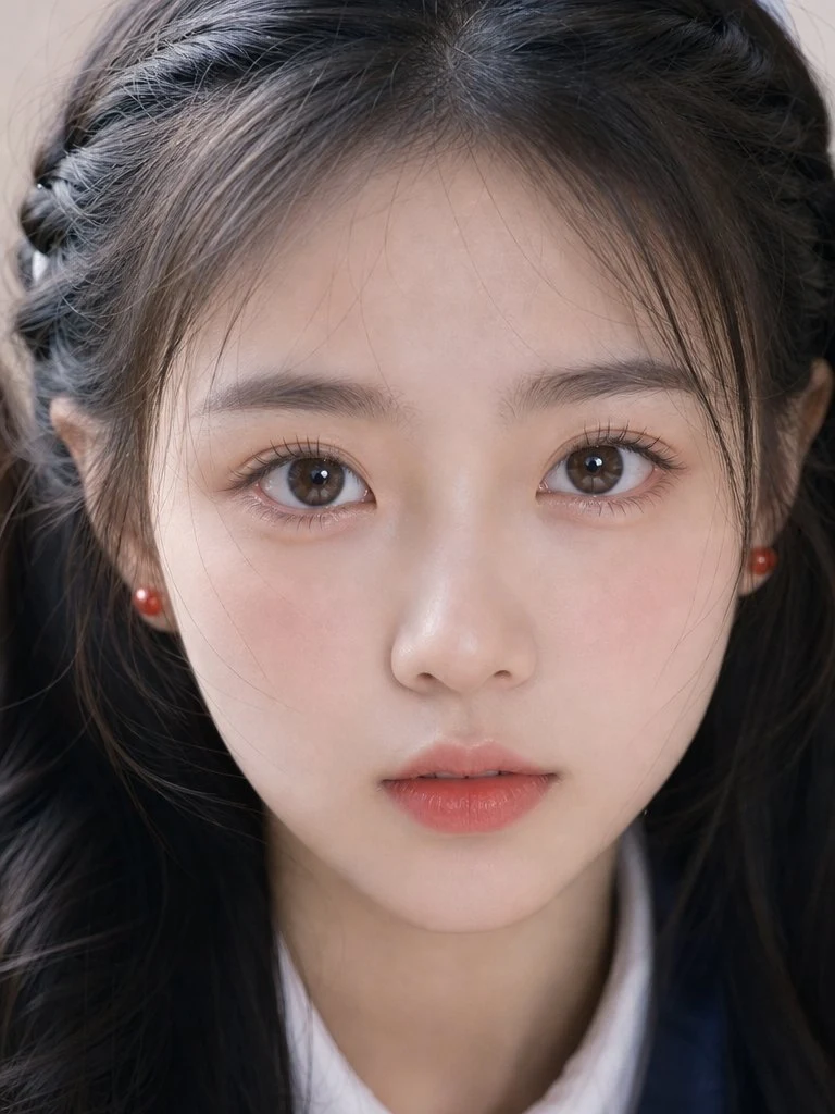 ultra close-up portrait of young east asian girl