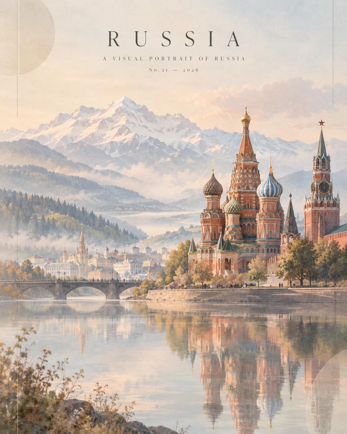 Luxury Russian Travel Magazine Cover Illustration