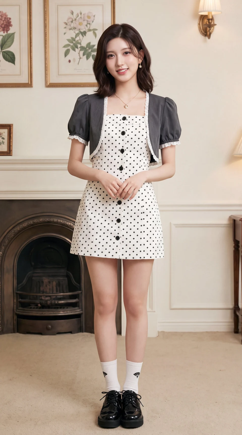 Full body portrait of Gaeul IVE in vintage maid