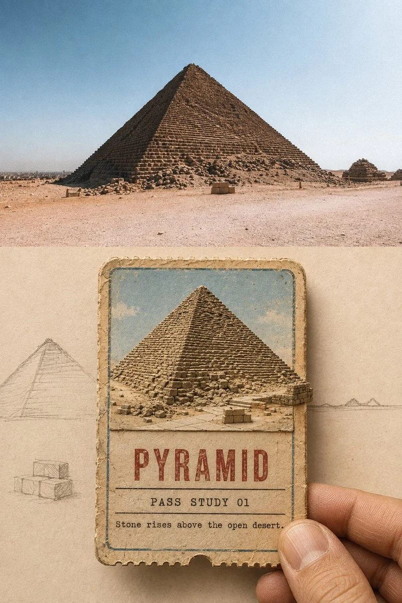 Vintage Giza Pyramid Diorama Travel Poster