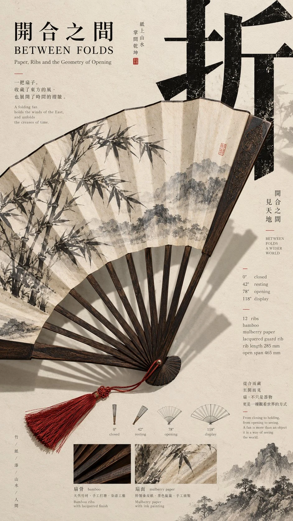 East Asian folding fan museum poster editorial