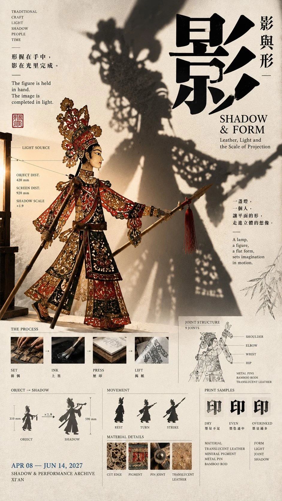Chinese Shadow Puppet Museum Exhibition Poster with