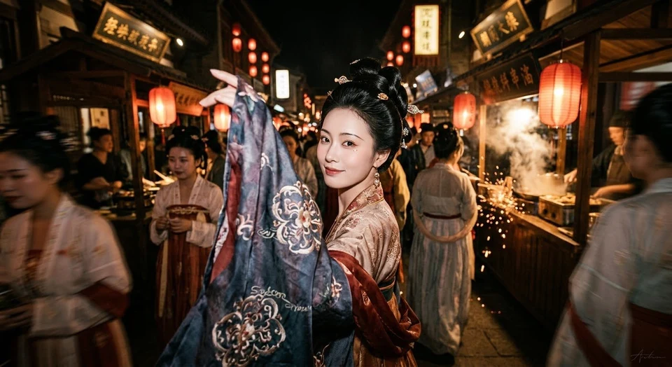 Tang Dynasty Woman at Night Market