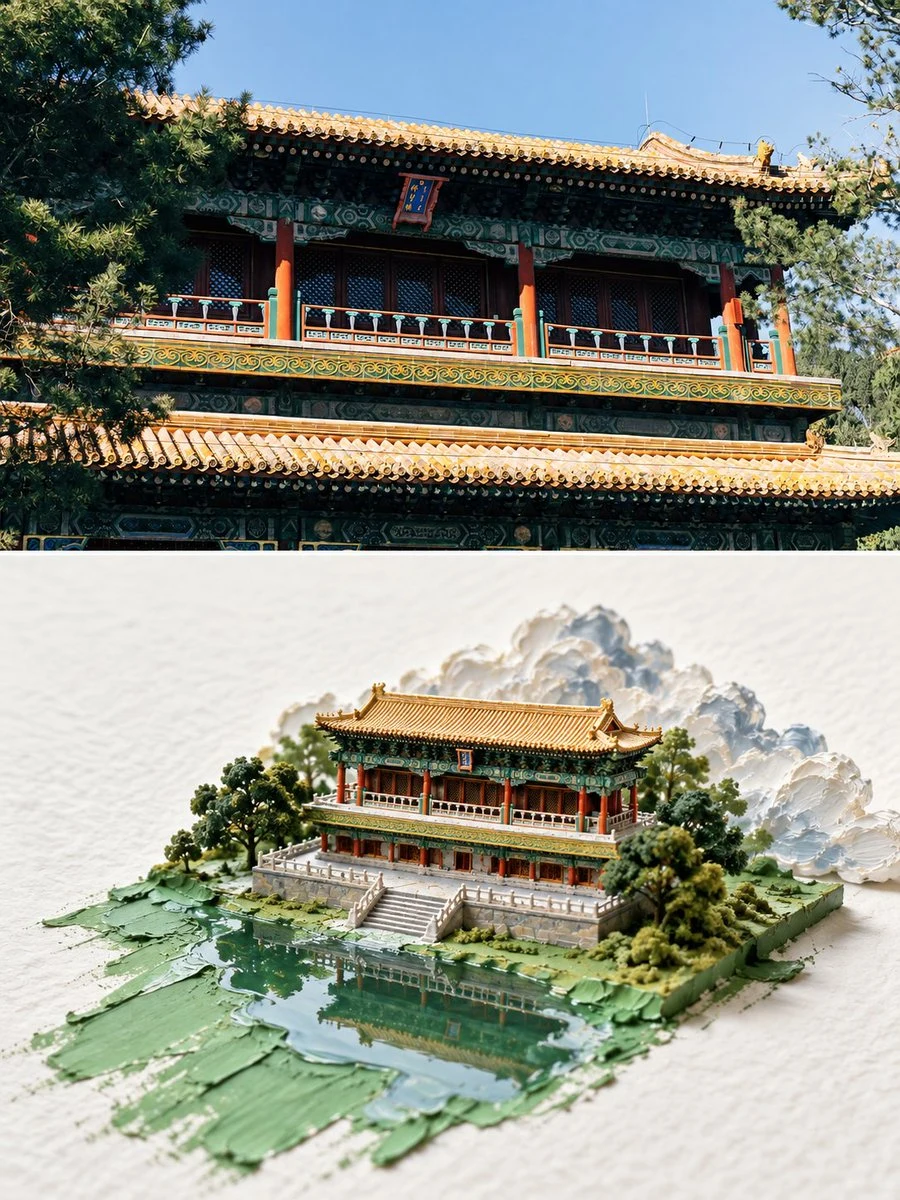 Palace architecture photo and miniature model art