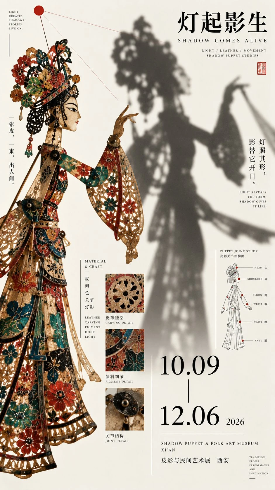 Oriental shadow puppet exhibition poster